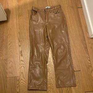 Abercrombie brown vegan leather straight leg pants